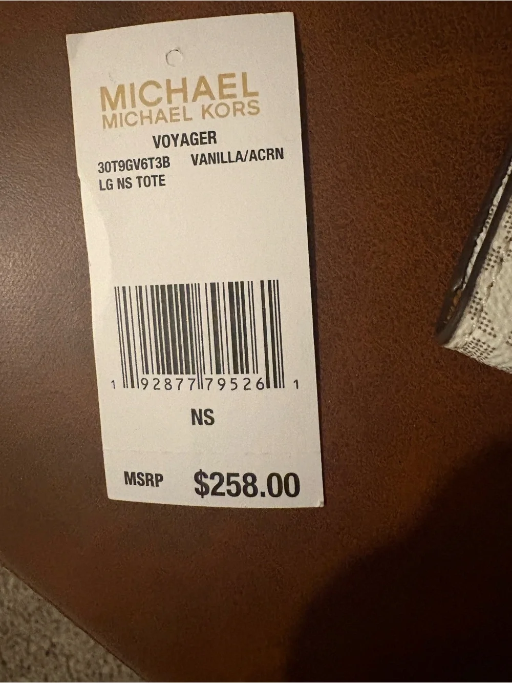Michael Kors Voyager Logo Tote with Brown Trim and Gold Hardware with Wallet.